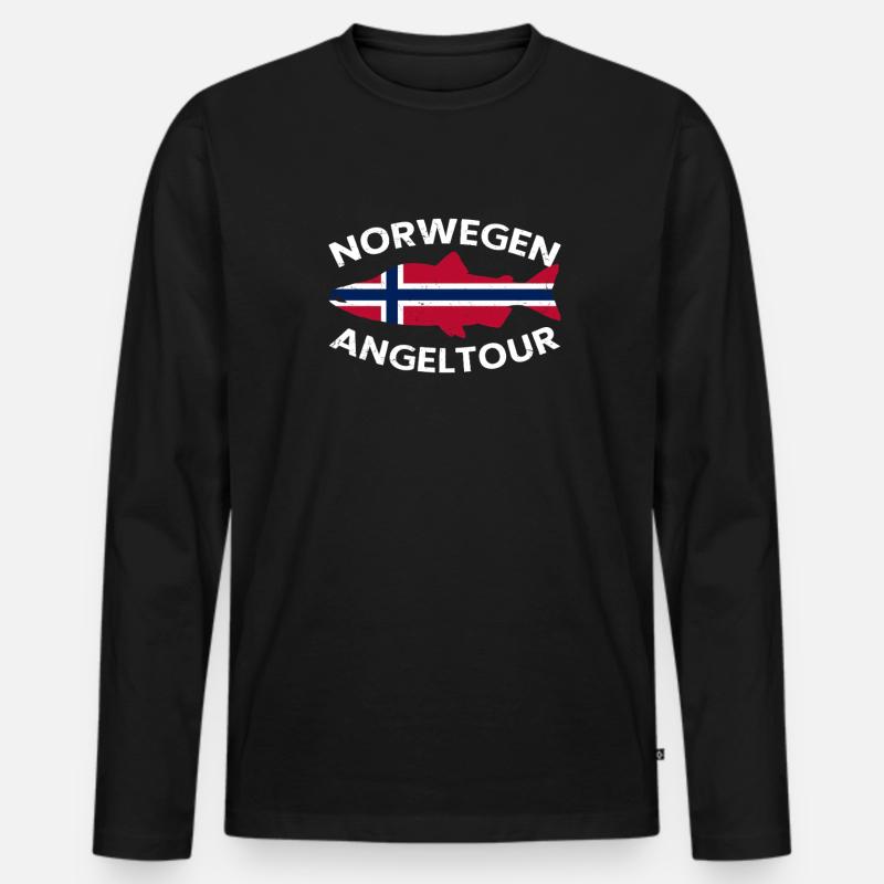 Norwegen Angeltour - Männer Premium Bio Langarmshirt - Schwarz