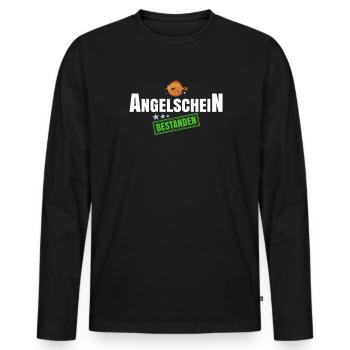 Angelschein Bestanden - Männer Premium Bio Langarmshirt - Schwarz - Vorne - Nico (187cm)