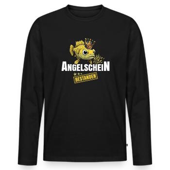 Angelschein Bestanden - Männer Premium Bio Langarmshirt - Schwarz - Vorne - Nico (187cm)