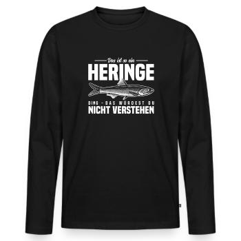 Heringe - Männer Premium Bio Langarmshirt - Schwarz - Vorne - Nico (187cm)