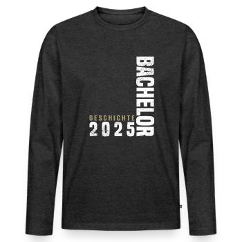 Bachelor Geschichte 2025 - Männer Premium Bio Langarmshirt - Anthrazit meliert - Vorne - Nico (187cm)