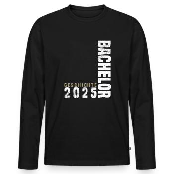 Bachelor Geschichte 2025 - Männer Premium Bio Langarmshirt - Schwarz - Vorne - Nico (187cm)