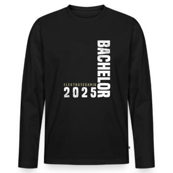 Bachelor Elektrotechnik 2025 - Männer Premium Bio Langarmshirt - Schwarz - Vorne - Nico (187cm)