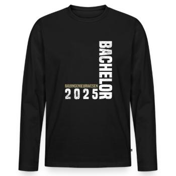 Bachelor Bauingenieurwesen 2025 - Männer Premium Bio Langarmshirt - Schwarz - Vorne - Nico (187cm)