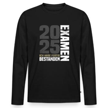 Examen Bestanden 2025 - Ich Habe Fertig - Männer Premium Bio Langarmshirt - Schwarz - Vorne - Nico (187cm)