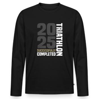 Triathlon 2025 - Männer Premium Bio Langarmshirt - Schwarz - Vorne - Nico (187cm)