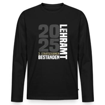 2. Staatsexamen Lehramt Bestanden 2025 - Männer Premium Bio Langarmshirt - Schwarz - Vorne - Nico (187cm)