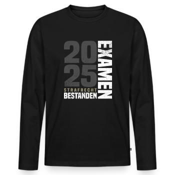 Strafrecht Examen Bestanden 2025 - Männer Premium Bio Langarmshirt - Schwarz - Vorne - Nico (187cm)