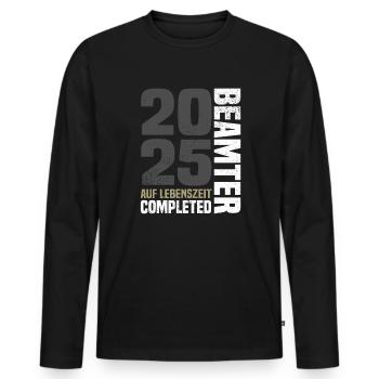 Beamter auf Lebenszeit 2025 - Männer Premium Bio Langarmshirt - Schwarz - Vorne - Nico (187cm)