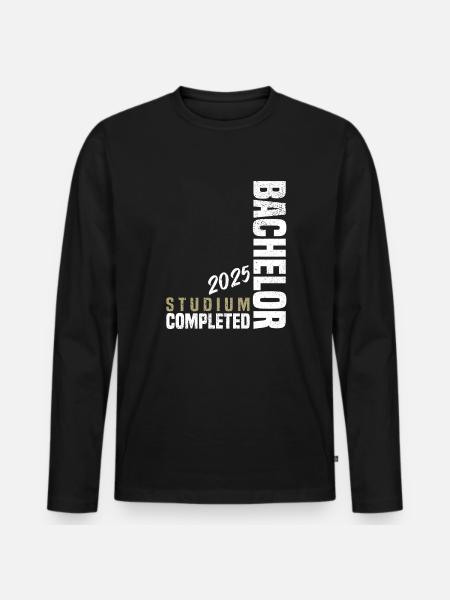 Bachelor Studium 2025 Completed - Männer Premium Bio Langarmshirt - Schwarz