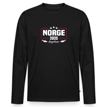 Norwegen Angeln 2025 - Männer Premium Bio Langarmshirt - Schwarz - Vorne - Nico (187cm)