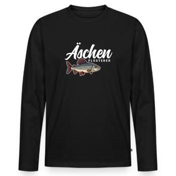 Äschen Flüsterer - Männer Premium Bio Langarmshirt - Schwarz - Vorne - Nico (187cm)