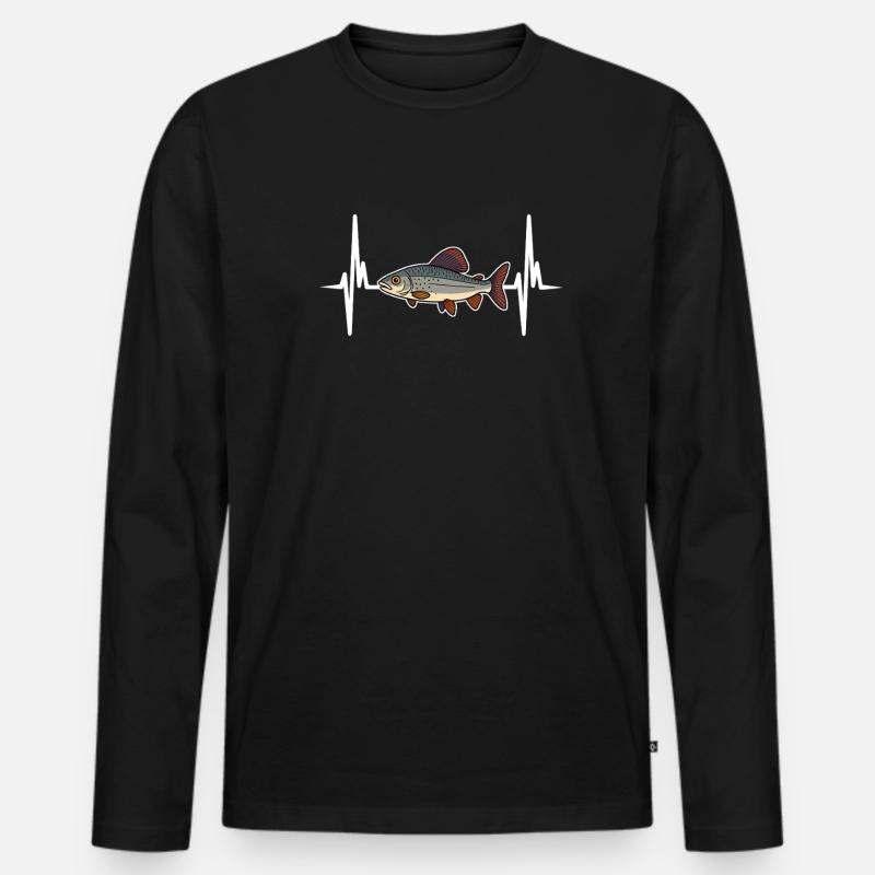 Äschen Angeln - Männer Premium Bio Langarmshirt - Schwarz