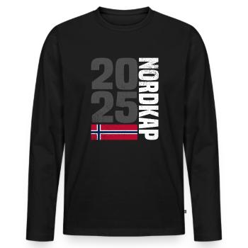 Nordkap Norwegen Angeltour 2025 - Männer Premium Bio Langarmshirt - Schwarz - Vorne - Nico (187cm)