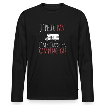 t-shirt I can not take off in a motorhome - Men's Premium Organic Long Sleeve Shirt - black - Front - Nico (187cm)