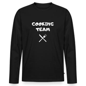 T-Shirt Küche cooking team Geschenk Geburtstag - Männer Premium Bio Langarmshirt - Schwarz - Vorne - Nico (187cm)