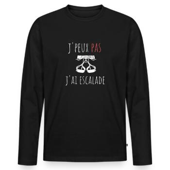 j'peux pas j'ai escalade cadeau anniversaire - T-shirt manches longues Premium bio Homme - noir - Devant - Nico (187cm)