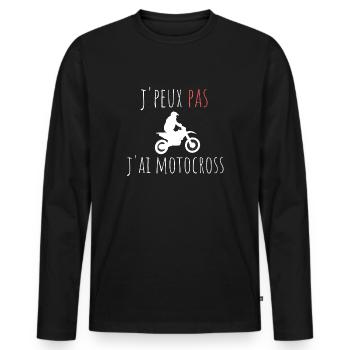 j'peux pas j'ai motocross cadeau anniversaire - T-shirt manches longues Premium bio Homme - noir - Devant - Nico (187cm)