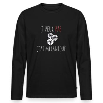 j'peux pas j'ai mécanique cadeau anniversaire - T-shirt manches longues Premium bio Homme - noir - Devant - Nico (187cm)