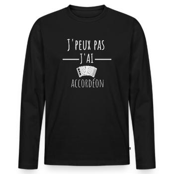 j'peux pas j'ai accordéon cadeau anniversaire - T-shirt manches longues Premium bio Homme - noir - Devant - Nico (187cm)