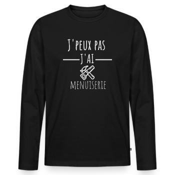 j'peux pas j'ai menuiserie cadeau anniversaire - T-shirt manches longues Premium bio Homme - noir - Devant - Nico (187cm)