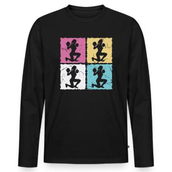 Woman at the dumbbell workout in the gym - Men's Premium Organic Long Sleeve Shirt - black - Front - Nico (187cm)