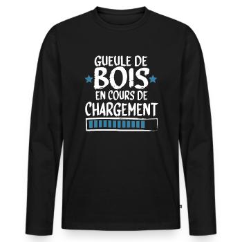 Gueule Bois Alcool Bière Whisky Cadeau - T-shirt manches longues Premium bio Homme - noir - Devant - Nico (187cm)
