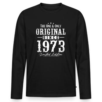 Original since 1973 - Men's Premium Organic Long Sleeve Shirt - black - Front - Nico (187cm)