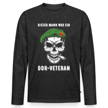 DDR Veteran Soldat NVA Geschenkidee - Männer Premium Bio Langarmshirt - Anthrazit meliert - Vorne - Nico (187cm)