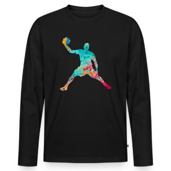 Joueur de basket-ball - Pop Art - T-shirt manches longues Premium bio Homme - noir - Devant - Nico (187cm)