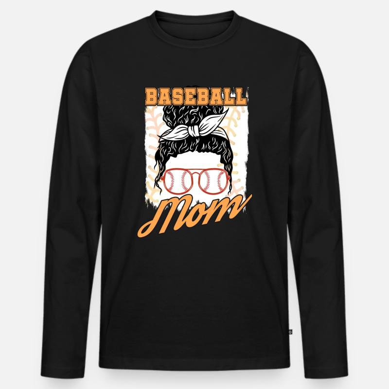 Baseball Mama - Männer Premium Bio Langarmshirt - Schwarz
