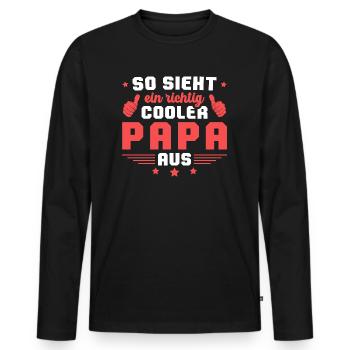So sieht ein cooler Papa aus Vatertag Geschenkidee - Männer Premium Bio Langarmshirt - Schwarz - Vorne - Nico (187cm)
