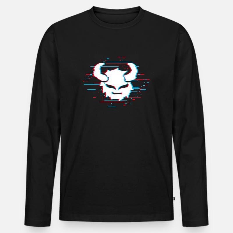Glitched - Männer Premium Bio Langarmshirt - Schwarz