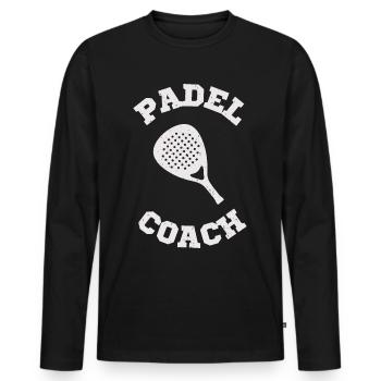 Padel Coach Coach Paddle Tennis Racket - Men's Premium Organic Long Sleeve Shirt - black - Front - Nico (187cm)