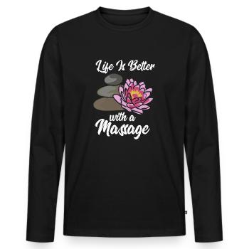 Massage Therapy Life Is Better With A Massage - Men's Premium Organic Long Sleeve Shirt - black - Front - Nico (187cm)