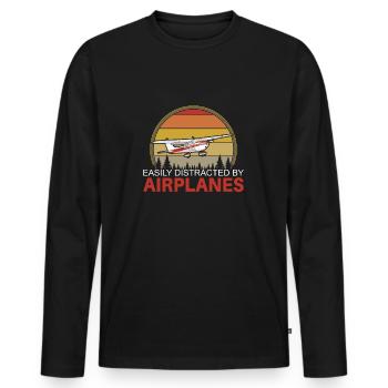 Flugzeuge Pilot Aviation - Männer Premium Bio Langarmshirt - Schwarz - Vorne - Nico (187cm)