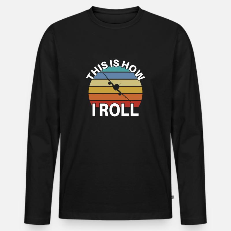Flugzeugpilot Luftfahrt - Männer Premium Bio Langarmshirt - Schwarz