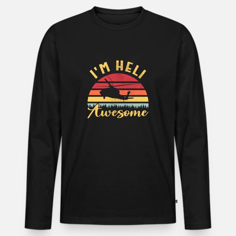 Hubschrauberpilot Luftfahrt I'm Heli Awesome - Männer Premium Bio Langarmshirt - Schwarz