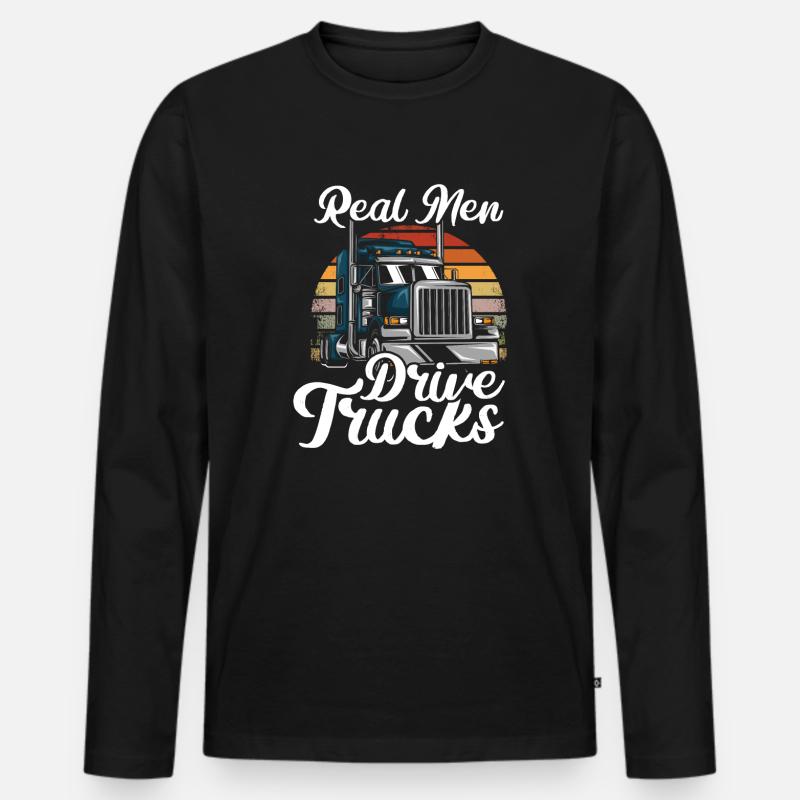 Lastwagenfahrer Geschenk - Männer Premium Bio Langarmshirt - Schwarz