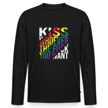Embrassez qui que vous vouliez Fierté LGBTQ - T-shirt manches longues Premium bio Homme - noir - Devant - Nico (187cm)