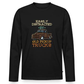 Easily Distracted By Old Pickup Trucks - Men's Premium Organic Long Sleeve Shirt - black - Front - Nico (187cm)