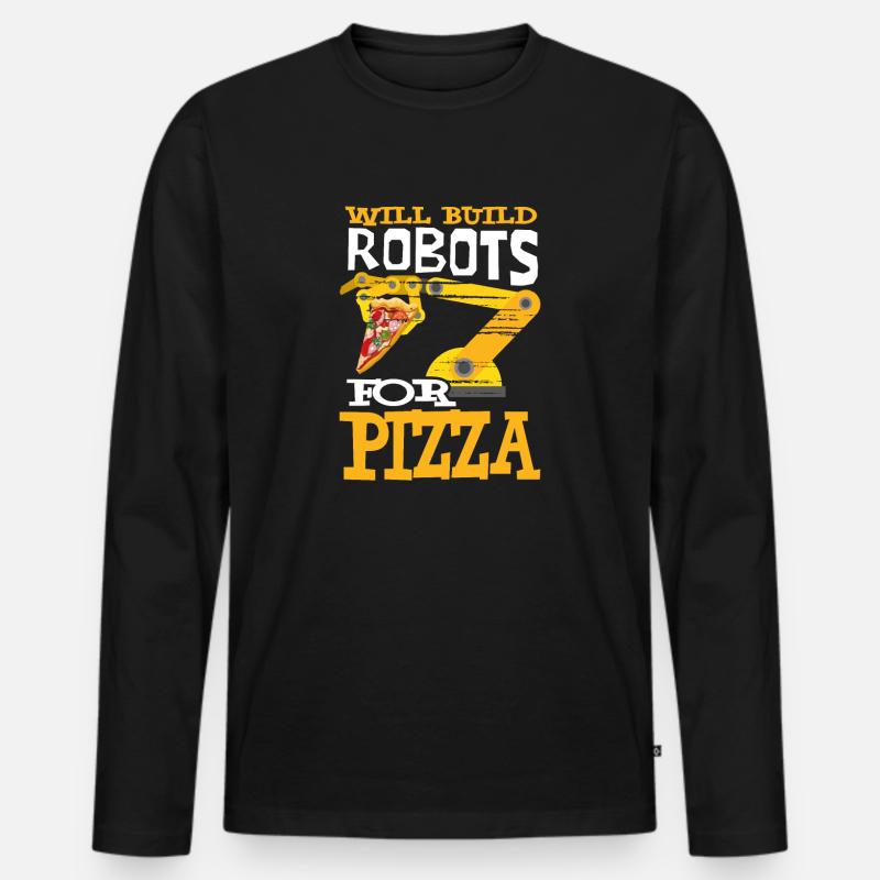 Roboter Pizza Robotertechniker Robotik - Männer Premium Bio Langarmshirt - Schwarz