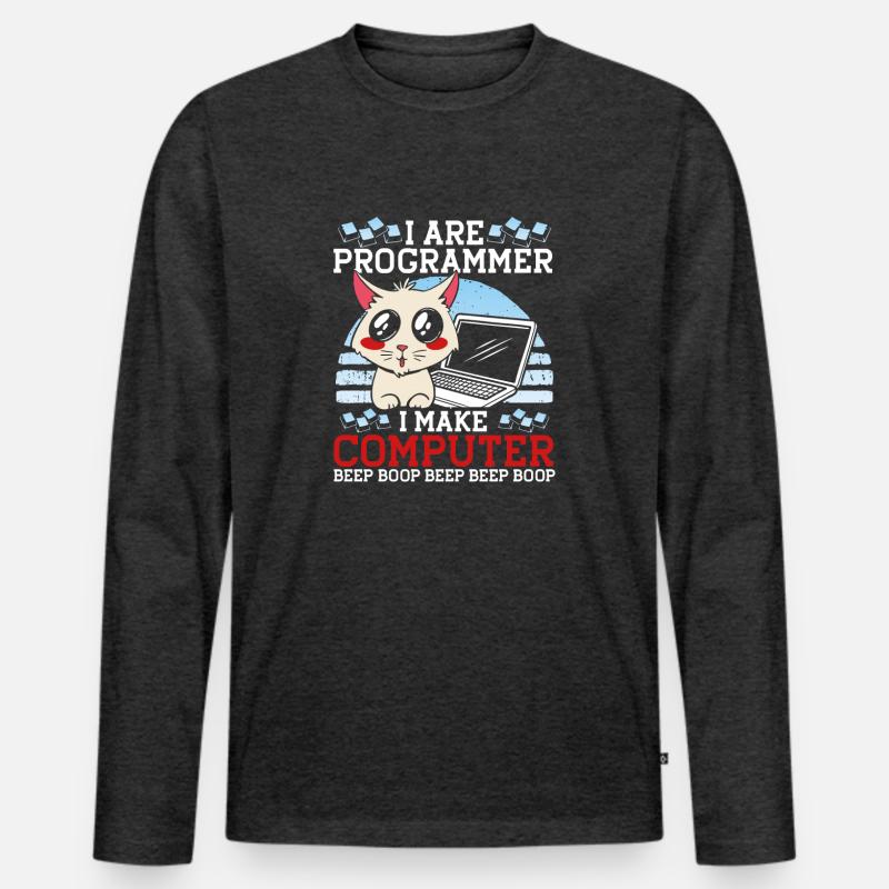 Je suis programmeur Funny Cat Coder Computer Kitty T-shirt manches longues Premium bio Homme