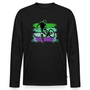 Unnamed Project 64 - Men's Premium Organic Long Sleeve Shirt - black - Front - Nico (187cm)
