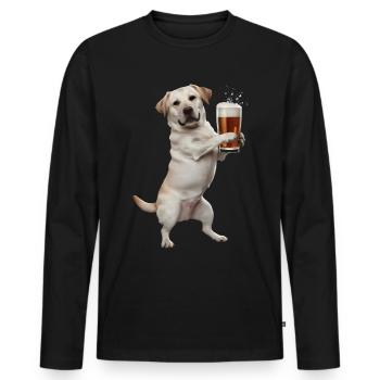 Labrador Bier - Männer Premium Bio Langarmshirt - Schwarz - Vorne - Nico (187cm)