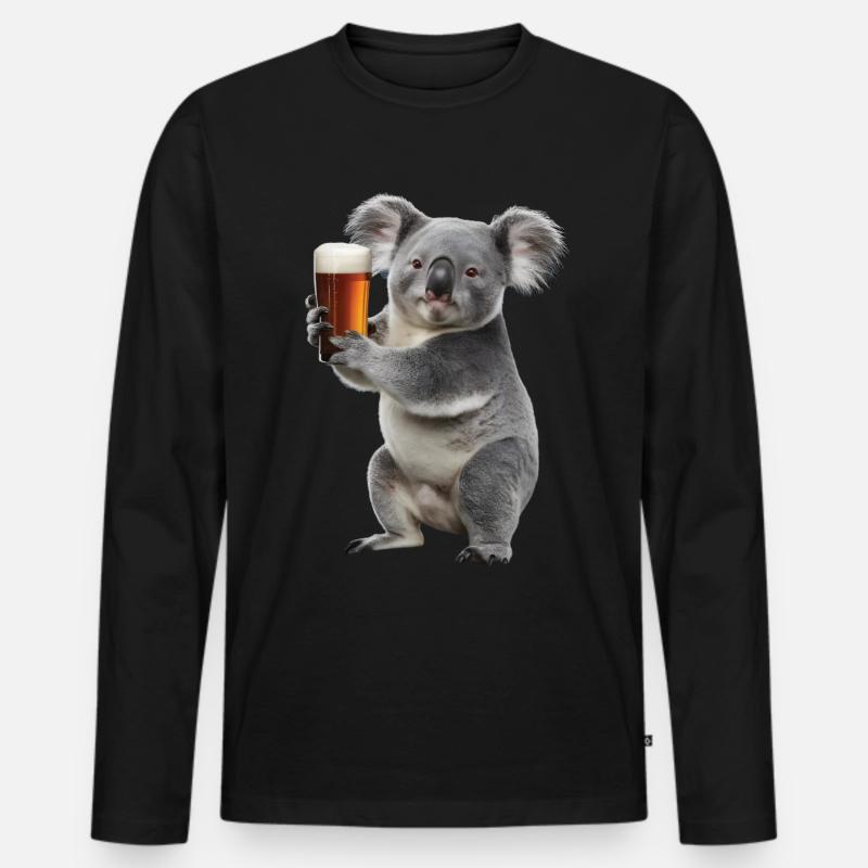 Koala Bier - Männer Premium Bio Langarmshirt - Schwarz