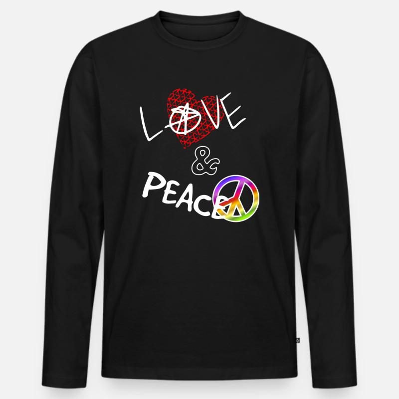 LOVE and PEACE - Männer Premium Bio Langarmshirt - Schwarz