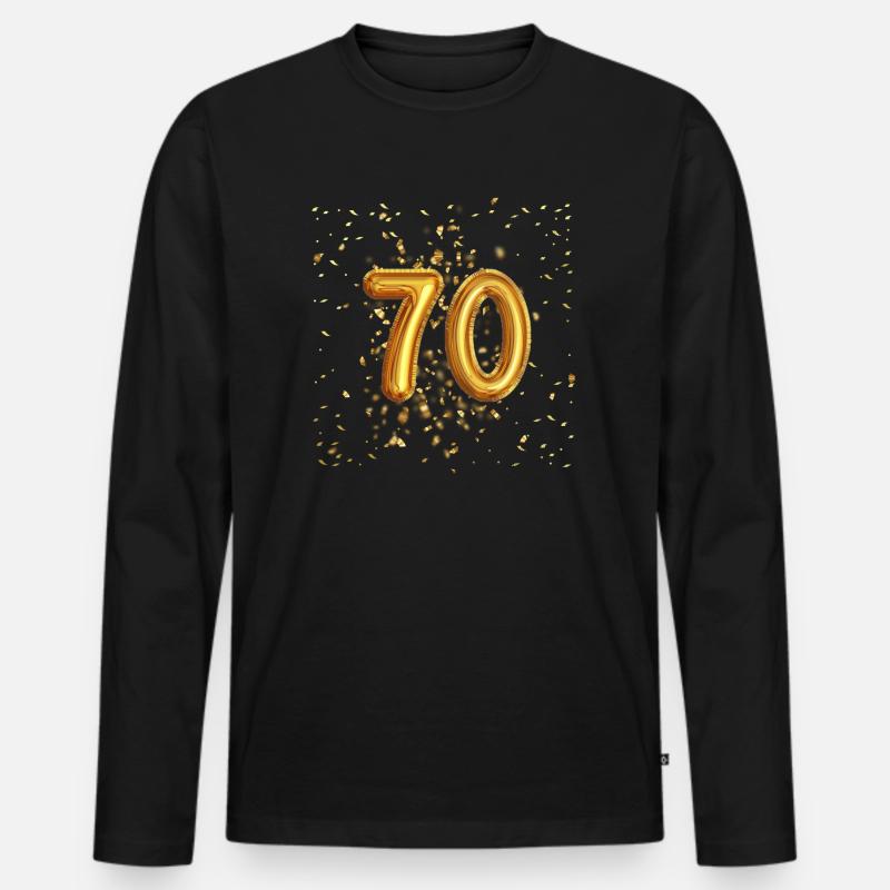 70 Jähriges Luftballon Design - Männer Premium Bio Langarmshirt - Schwarz