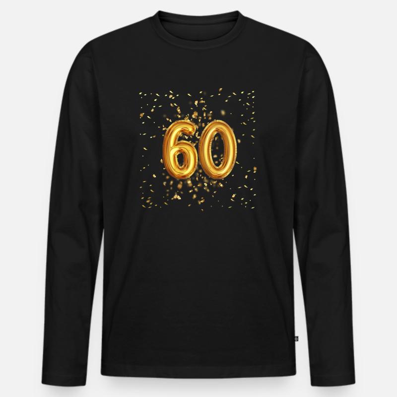 60 Jähriges Luftballon Design - Männer Premium Bio Langarmshirt - Schwarz