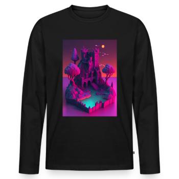 Voxel Vaporwave Neon Futuristisch Fantasie Gaming - Männer Premium Bio Langarmshirt - Schwarz - Vorne - Nico (187cm)